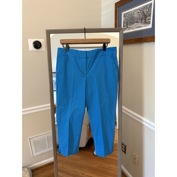 Talbots Petites Signature Pants Womens Size 10P Blue Crop Chino Stretch - Picture 2 of 4